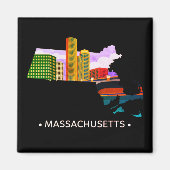 Magnet d'état du Massachusetts vintage (Devant)
