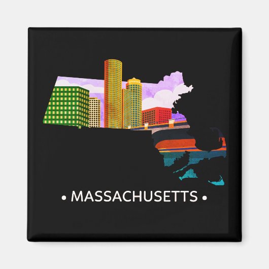 Magnet d'état du Massachusetts vintage (Devant)