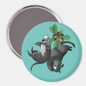 Magnet | Deux chats mentent avec un plante (Recto/Verso)