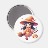 Magnet d'Halloween de sorcière Cute Kawaii - Sorci (Recto/Verso)