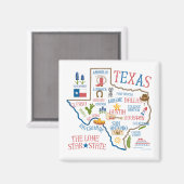 Magnet d'illustrations de l'état du Texas (Recto/Verso)