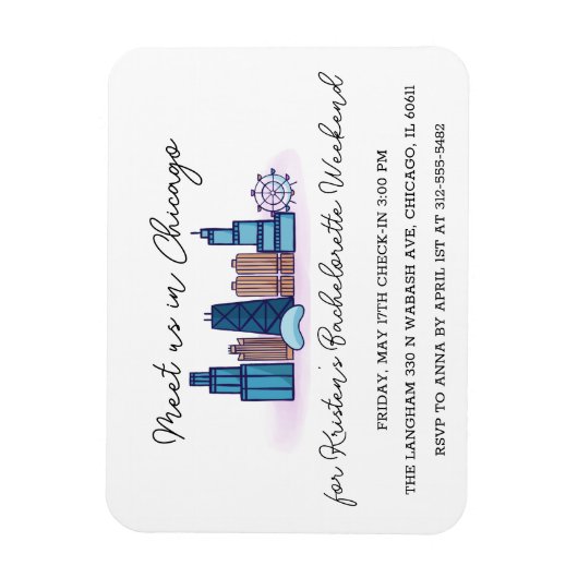Magnet d'invitation Bachelorette de Chicago (Vertical)