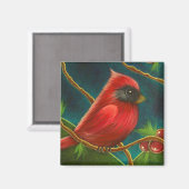 MAGNET D'OISEAU CARDINAIRE ROUGE (Recto/Verso)