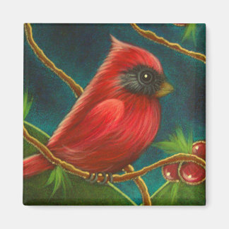 MAGNET D'OISEAU CARDINAIRE ROUGE