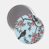 Magnet d'oiseaux cerise en fleur (Recto/Verso)