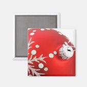Magnet d'ornement de Noël rouge et argent (Recto/Verso)