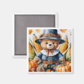 Magnet d'ours en peluche de Thanksgiving (Recto/Verso)