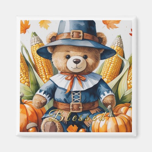 Magnet d'ours en peluche de Thanksgiving (Devant)