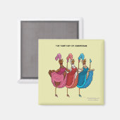 Magnet du 3e jour de Noël (Trois poules françaises (Recto/Verso)