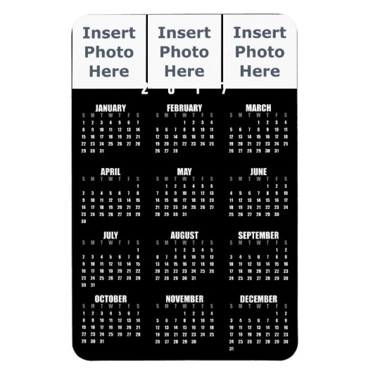 Magnet du calendrier 2017 - Photo Collage Modèle (Vertical)