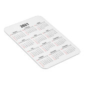 Magnet du calendrier mensuel 2021 (Côté Droit)