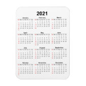 Magnet du calendrier mensuel 2021 (Vertical)
