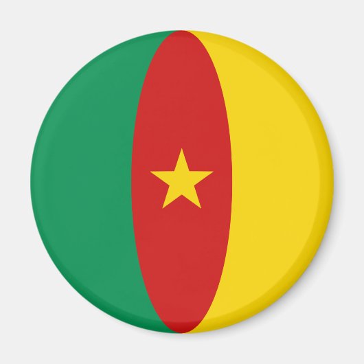Magnet du drapeau Fisheye du Cameroun (Devant)