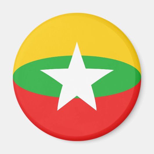 Magnet du drapeau Fisheye du Myanmar (Devant)