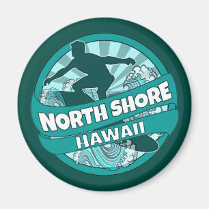 Magnet du logo de surfeur turquoise North Shore Ha
