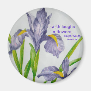 Magnet-Earth lacht in bloemen. Magneet