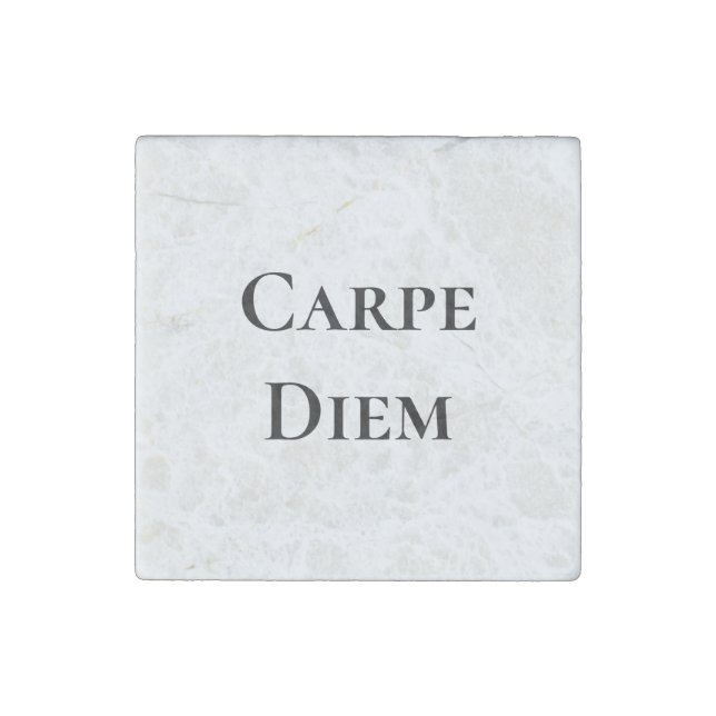 Magnet En Pierre CARPE DIEM Latin Moto sur le marbre (Devant)