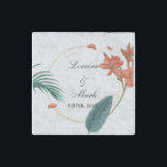 Magnet En Pierre Élégant Mariage floral tropical<br><div class="desc">Le design présente un design floral tropical magnifique et vibrant qui respire l'élégance et le raffinement. La végétation luxuriante et les fleurs vibrantes sont une parfaite représentation de la beauté et du charme d'un mariage tropical. La typographie élégante et la disposition élégante complètent le design floral tropical, créant un design...</div>