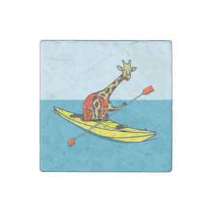 Magnet En Pierre Giraffe en kayak