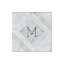 Marbre blanc Faux & Albâtre Beige Avec Monogramme