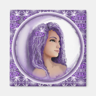 Magnet enfant de lune violette