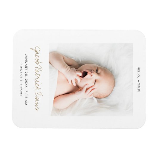 Magnet faire-part de naissance avec script or mode (Horizontal)