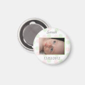 Magnet faire-part de naissance pois rose et vert (Recto/Verso)