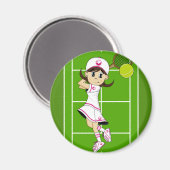 Magnet fille de tennis mignonne (Recto/Verso)
