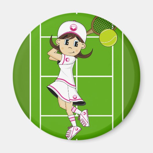 Magnet fille de tennis mignonne (Devant)