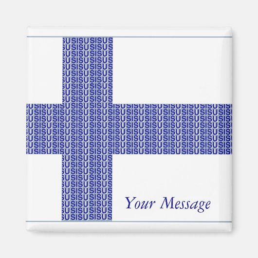 Magnet Finland Flag Nordic Blue on White Sisu (Devant)