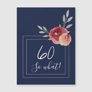 Magnet Fleuris Aquarelle Bleu Marine 60ème Anniver