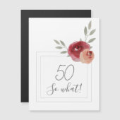 Magnet Fleurs Aquarelle Moderne 50e Anniversaire (Devant / Derrière)