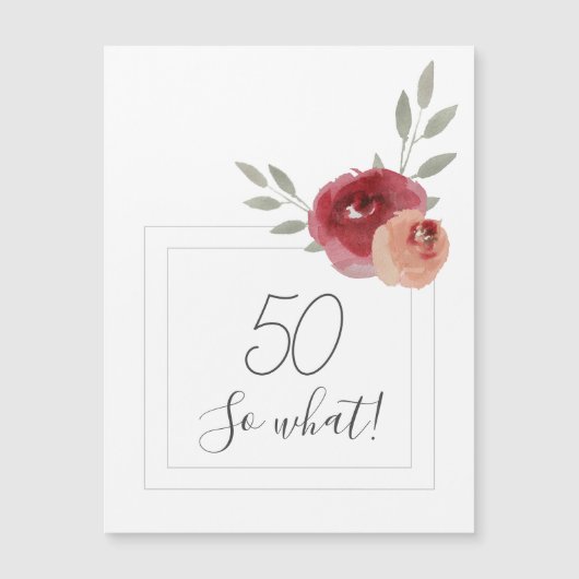 Magnet Fleurs Aquarelle Moderne 50e Anniversaire (Devant)