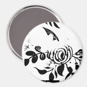 Magnet Fleurs Classiques Noir & Blanc Décolorées 3 (Recto/Verso)