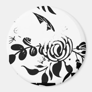 Magnet Fleurs Classiques Noir & Blanc Décolorées 3
