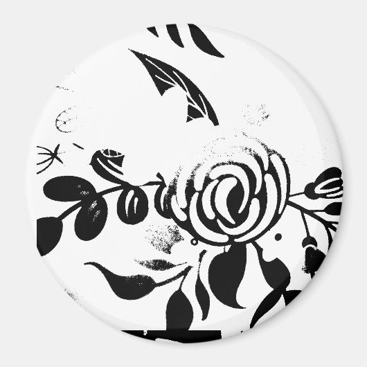 Magnet Fleurs Classiques Noir & Blanc Décolorées 3 (Devant)