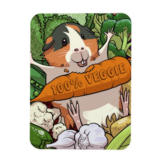 Magnet Flexible 100% Veggie Joyeux Cochon De Guinée Avec Carotte (Vertical)