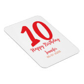 Magnet Flexible 10e anniversaire ajouter nom date année rouge modè (Côté Droit)