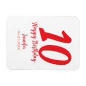 Magnet Flexible 10e anniversaire ajouter nom date année rouge modè (Horizontal)