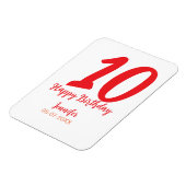 Magnet Flexible 10e anniversaire ajouter nom date année rouge modè (Côté Gauche)