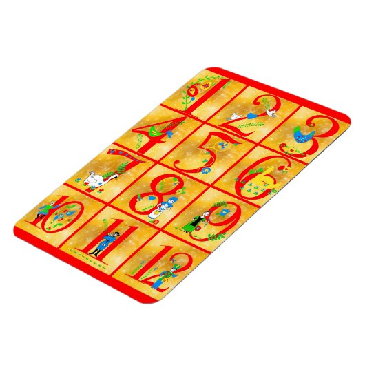 Magnet Flexible 12 Jours de Noël Chanson Folk numéros d'art (Côté Gauche)