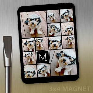 Magnet Flexible 13 Photo Collage Monogramme noir - Peut modifier l