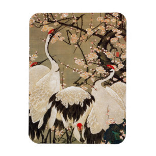 Magnet Flexible 15. 梅 花 群 鶴 図, 若 Plum Blossoms & Cranes, Jakuchú,