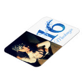 Magnet Flexible 16 ans | Glitzy Blue Glam Typographie et photo (Côté Gauche)