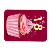 Magnet Flexible 18e anniversaire - Cupcake rose (Horizontal)