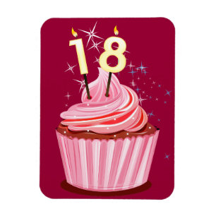 Magnet Flexible 18e anniversaire - Cupcake rose
