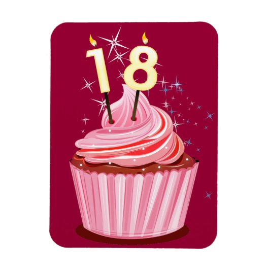 Magnet Flexible 18e anniversaire - Cupcake rose (Vertical)
