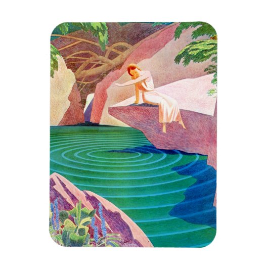 Magnet Flexible 1931 femme art déco par un étang (Vertical)