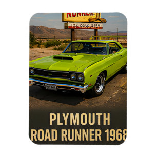 Magnet Flexible 1968 Plymouth Road Runner Muscle Américain Vintage