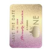 Magnet Flexible 1er Anniversaire Sauvegarder la date Citrouille ro (Vertical)